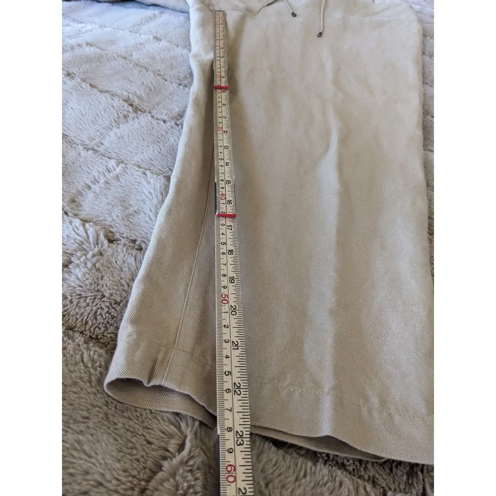 Talbots Petites Irish Linen Blend Pants Tan Khaki Lace Up Wide Leg Size 16P